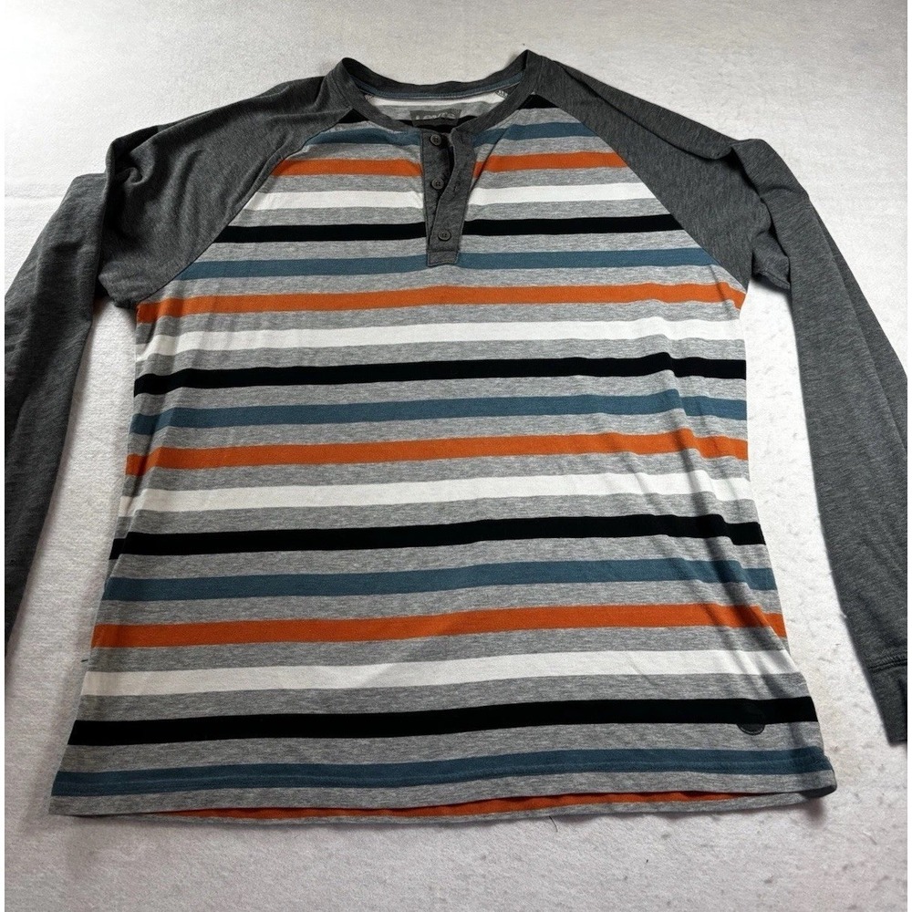 Levi's Men's XL Striped Gray Long Sleeve Henley Shirt 1/4 Button Y2K